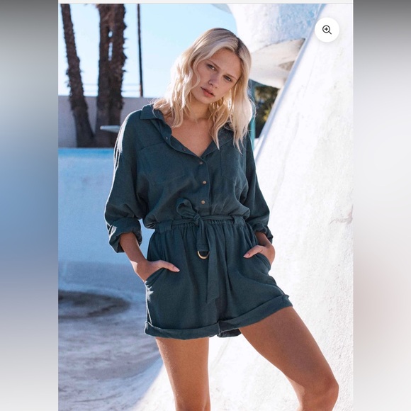 Auguste The Lable Medium Canyon Boyfriend Romper Rust Red Brown sezane - Picture 2 of 11